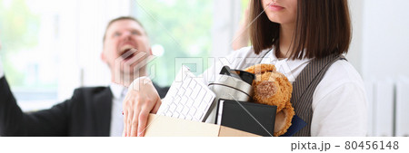 Angry yelling boss point arm to exit 80456148