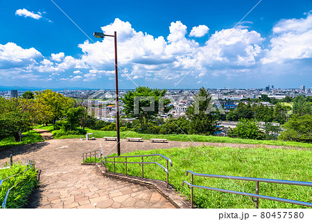 《東京都》東京郊外・住宅街の夏空 80457580