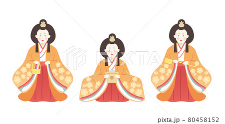ひな祭り シンプルでかわいい三人官女のイラストレーションのイラスト素材