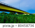 河川敷に架かる橋と空模様 80458736