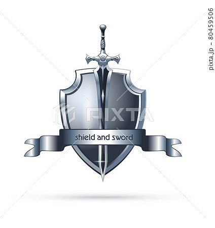 Shield and sword logo design. Vector icon Shield and sword logo design. Vector icon 80459506