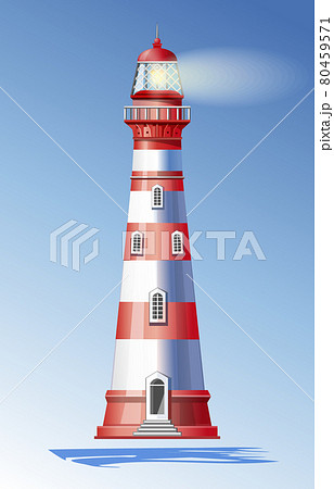 Navigational lighthouse against the blue sky. Vector illustration Navigational lighthouse against the blue sky. Vector illustration 80459571