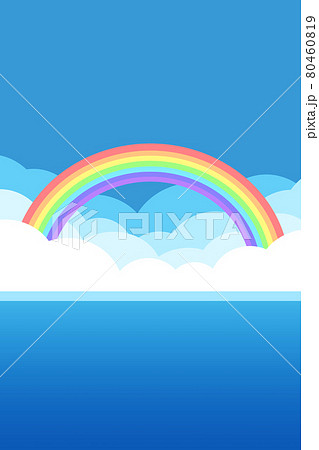 海と虹の背景 長方形 縦のイラスト素材