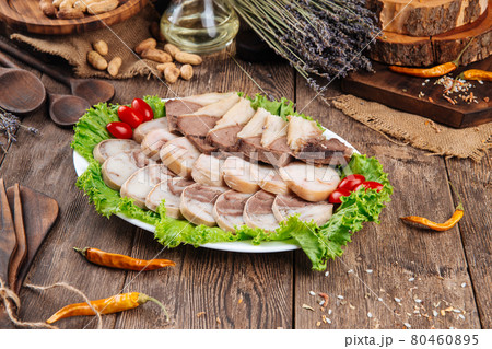 Sliced kazakh traditional horse meat sausages kazy 80460895