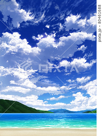 【縦長用】青空と雲08_山01_海06 80461688