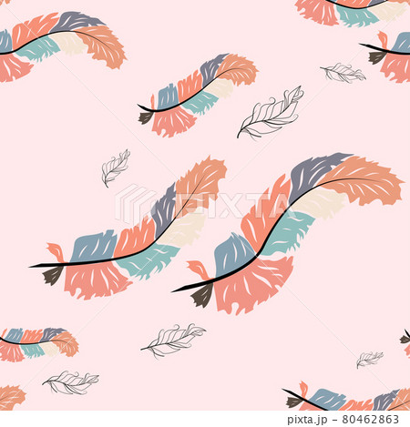 Colorful cute seamless pattern with variety of feather Colorful cute seamless pattern with variety of feather 80462863