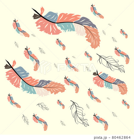 Colorful cute seamless pattern with variety of feather 80462864