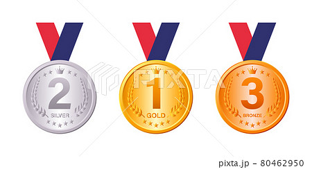 金メダル 銀メダル 銅メダル ランキング 王冠のベクターアイコンイラスト白背景のイラスト素材