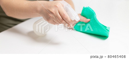 Close up view of happy woman clean home or restaurant. 80465408