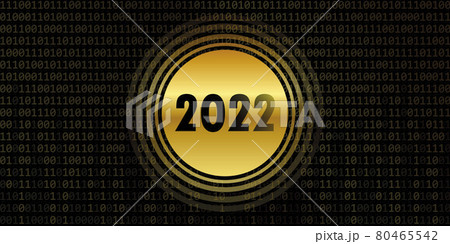 2022 new year on golden binary code background 80465542