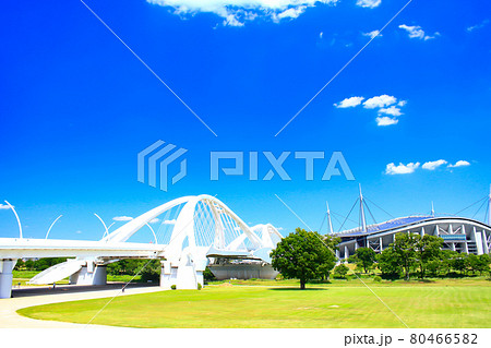 豊田市、豊田大橋と豊田スタジアムの風景 80466582