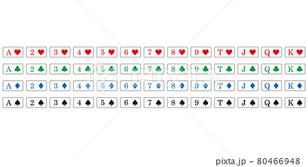 トランプのアイコンセット イラスト 横（4色）のイラスト素材