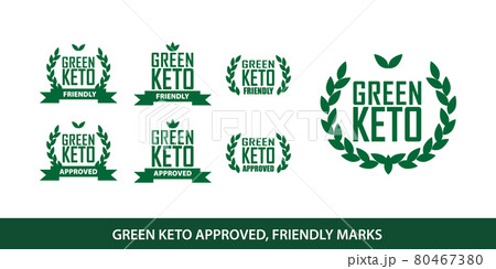 Green Keto approved and friendly healthcare diet marks set 80467380