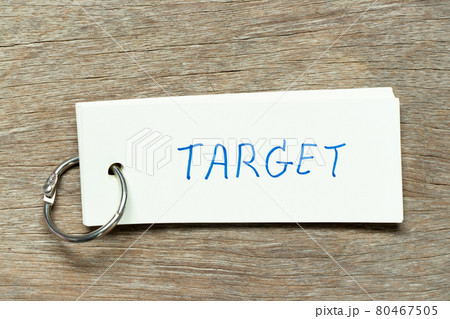 Flash card with handwriting word target on wood background 80467505