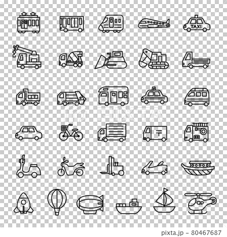 乗り物　アイコン　重機　自動車等 80467687