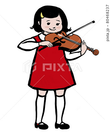 バイオリンを弾く女の子のイラスト素材