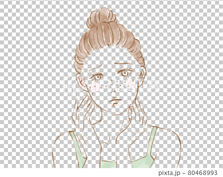 A woman suffering from freckled skin 80468993