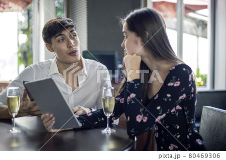 Happiness young business relaxation meeting and discuss job at restaurant. Happiness young business relaxation meeting and discuss job at restaurant. 80469306