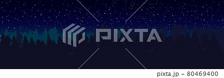 Panoramic landscape dark night dense forest - Vector 80469400