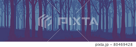 Panoramic landscape dark night dense forest - Vector Panoramic landscape dark night dense forest - Vector 80469428