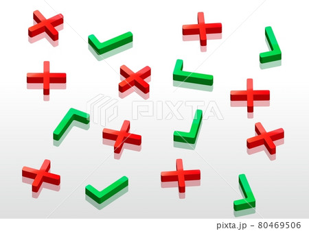 チェックマークとクロスマークが並ぶ3Dイラスト no.12 80469506
