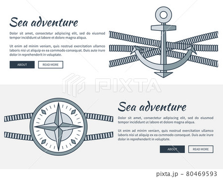 Sea Adventure Pages Collection Vector Illustration 80469593