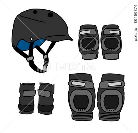 ヘルメットとプロテクターのイメージイラスト 80469874