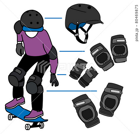 パークスケートボーダーとプロテクターのイメージイラストセット 80469875