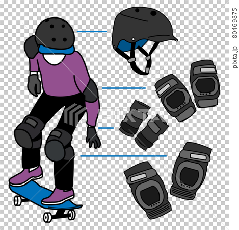 パークスケートボーダーとプロテクターのイメージイラストセット 80469875