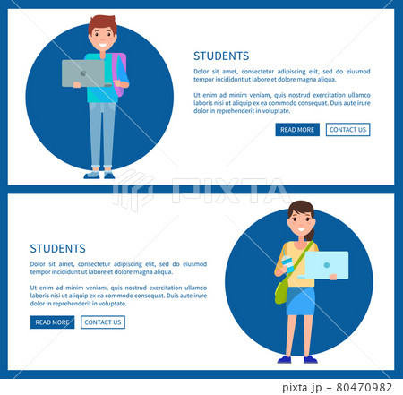 Students Posters Online Education Concept Vector 80470982