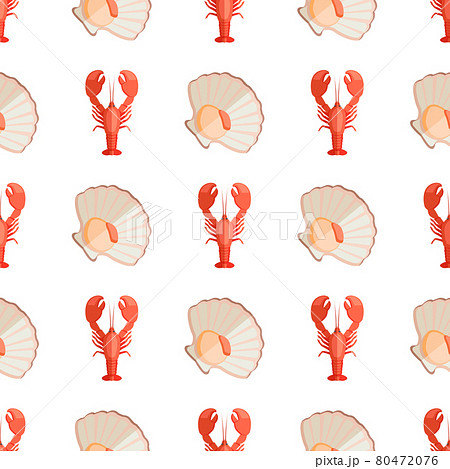 Crayfish And Shell Pattern Vector Illustrationのイラスト素材