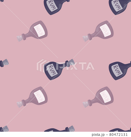 Rum bottle seamless pattern on pink background. Pirate drink wallpaper. Rum bottle seamless pattern on pink background. Pirate drink wallpaper. 80472131