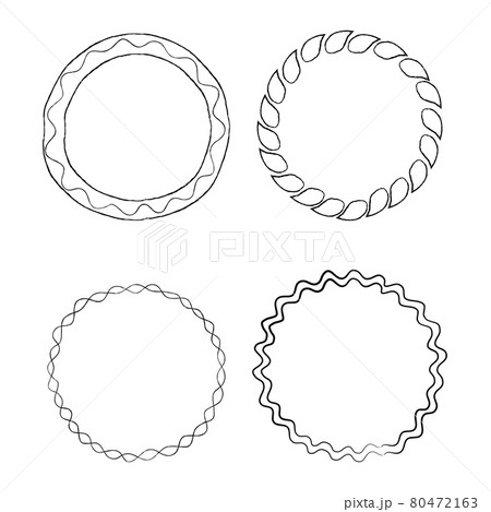 Round Doodle Line Art Frames Vector Set Round Doodle Line Art Frames Vector Set 80472163