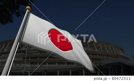 銀色に輝く日本の国旗日の丸5のイラスト素材