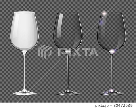 リアルなワイングラスのイラスト 空っぽ 透過のイラスト素材