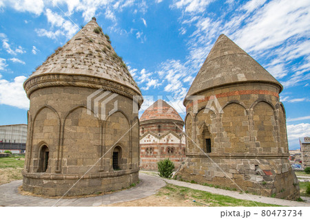 old style three tombs  are at erzurum in Turkey 80473734