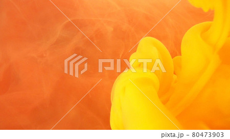 Drops of ink dripping into water, curved patterns. Background with turquoise and yellow paint flowing in water with drops, isolated on grey. Bright ink drops in water isolated on white background. Drops of ink dripping into water, curved patterns. Background with turquoise and yellow paint flowing in water with drops, isolated on grey. Bright ink drops in water isolated on white background. 80473903