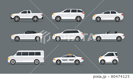 Car side view profile vector icon modern sedan bus. Vector car side view icon set 80474125