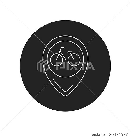 Location bicycle black glyph icon. City transport rental. Sharing service. Pictogram for web, mobile app, promo. UI UX design element. 80474577