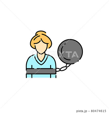 Slavery woman color line icon. Human rights. Female harassment and violence. Slavery woman color line icon. Human rights. Female harassment and violence. 80474615