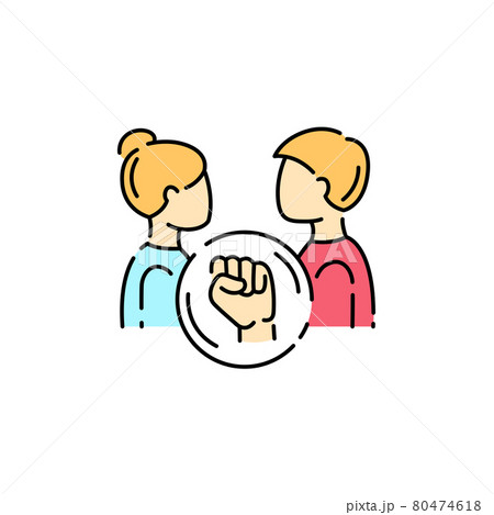Violence in family color line icon. Men bullying women concept. 80474618