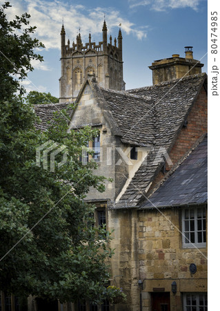 Church spire and buildings in the Cotswolds Church spire and buildings in the Cotswolds 80474985