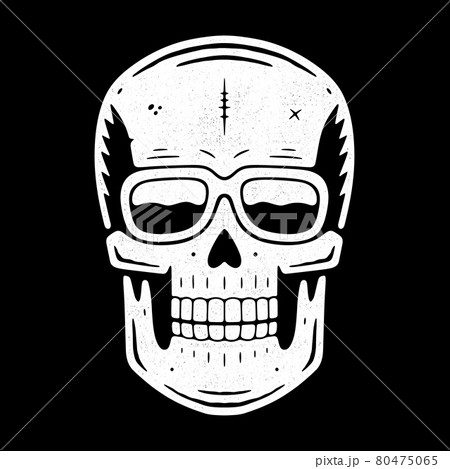 Funny Engraved Skull Modern Logo のイラスト素材