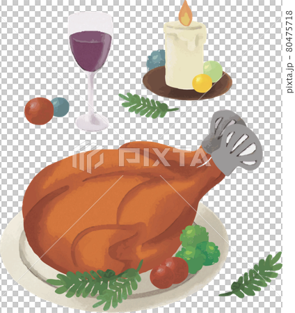 クリスマス ローストチキン パーティ 料理 チキン 水彩 イラスト素材のイラスト素材 クリスマス ローストチキン パーティ 料理 チキン 水彩 イラスト素材のイラスト素材