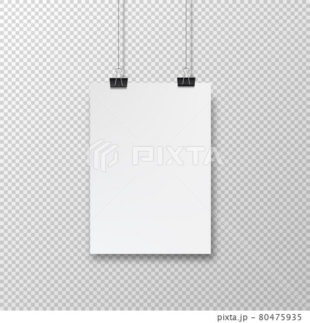 Abstract poster design with hanging paper. Hanging paper poster mockup. Realistic vector blank Abstract poster design with hanging paper. Hanging paper poster mockup. Realistic vector blank 80475935
