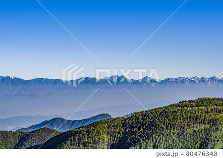 夏の美ヶ原高原 早朝の王ヶ鼻より北西方面の山々を望む 夏の美ヶ原高原 早朝の王ヶ鼻より北西方面の山々を望む 80476348