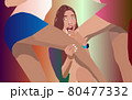 vector illustration of woman in party close up keeps feet. 80477332