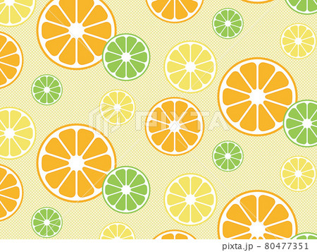 オレンジ レモン ライムのレトロで爽やかな背景のイラスト素材