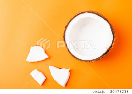 fresh coconut group set different half and slices fresh coconut group set different half and slices 80478253