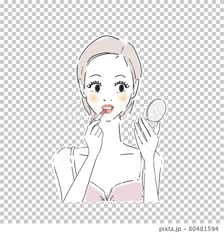 メイクする女性　口紅 80481594